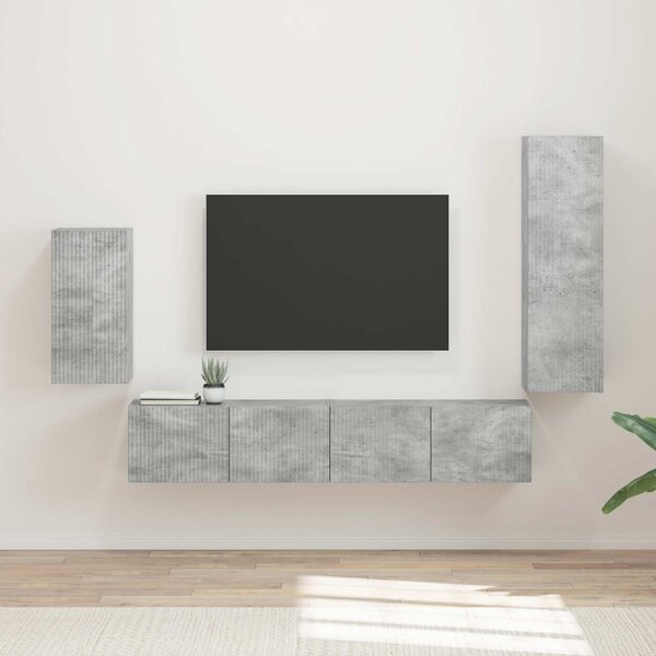 VidaXL TV szekrény garnitúra 4 pcs Beton Szürke Faanyag
