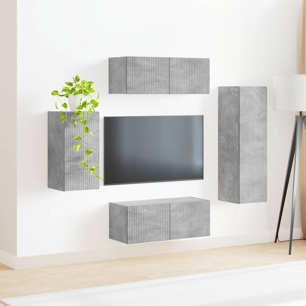 VidaXL TV szekrény garnitúra 4 pcs Beton Szürke Faanyag