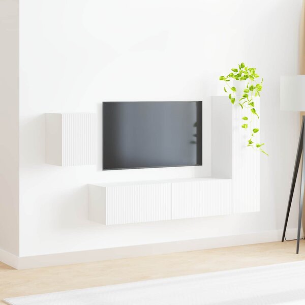 VidaXL TV szekrény garnitúra Falra szerelhető 4 pcs Fehér Faanyag