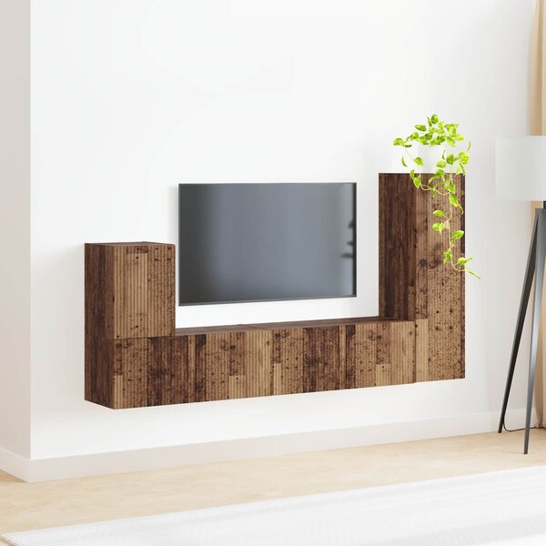 VidaXL TV szekrény garnitúra Falra szerelhető 3 pcs Öreg fa Faanyag