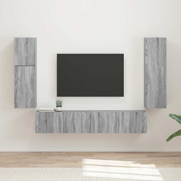VidaXL TV szekrény garnitúra 4 pcs Szürke Sonoma Faanyag