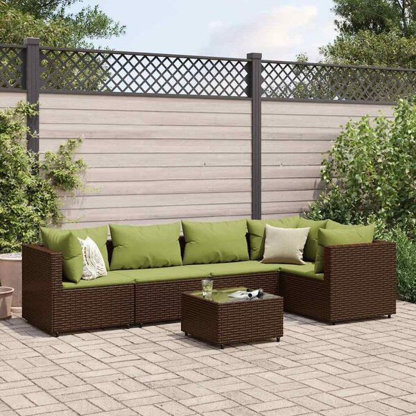 VidaXL 6 részes barna polyrattan kerti ülőgarnitúra párnákkal