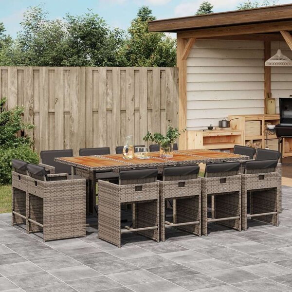 VidaXL 13 részes szürke polyrattan kerti ülőgarnitúra párnákkal