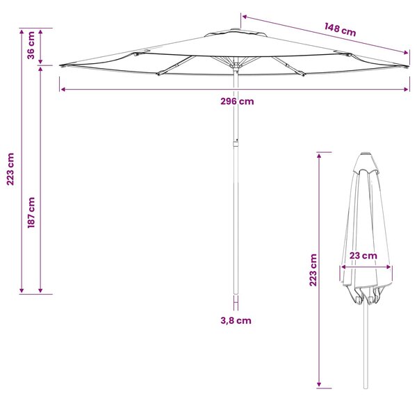 VidaXL Kerti napernyő 300 x 300 cm Poliészter Négyszögletes Tópszínű