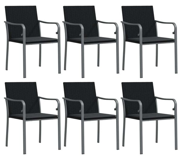 VidaXL 7-részes polyrattan és acél kerti étkezőgarnitúra párnával