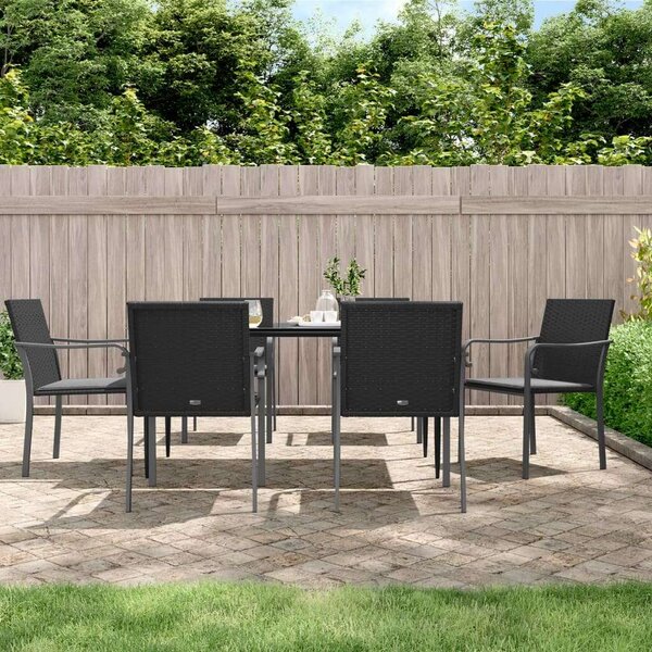 VidaXL 7-részes polyrattan és acél kerti étkezőgarnitúra párnával