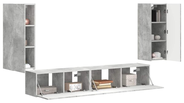 VidaXL TV szekrény garnitúra 4 pcs Beton Szürke Faanyag