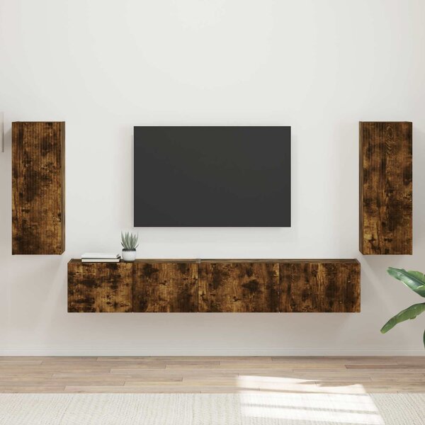 VidaXL TV szekrény garnitúra 4 pcs Füstölt tölgy Faanyag