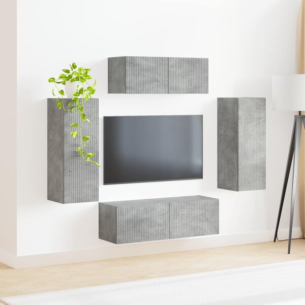 VidaXL TV szekrény garnitúra 4 pcs Beton Szürke Faanyag
