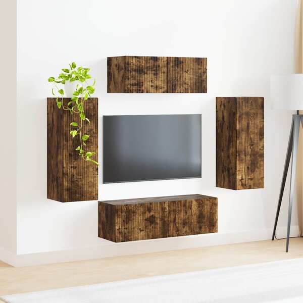 VidaXL TV szekrény garnitúra 4 pcs Füstölt tölgy Faanyag