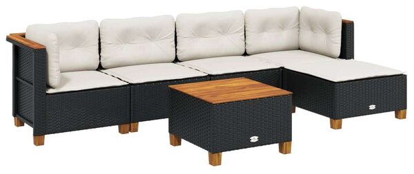VidaXL Polyrattan Kerti Ülőgarnitúra - 6 részes - Fekete
