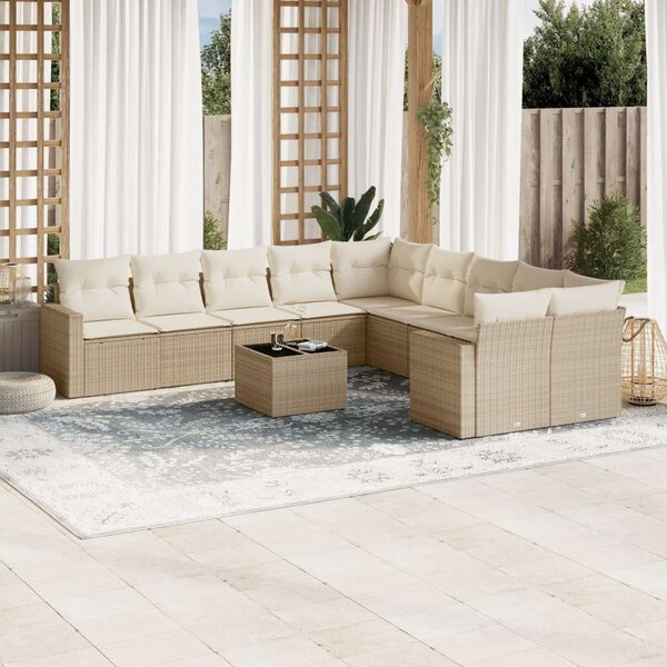 VidaXL Polyrattan Kerti Ülőgarnitúra - 11 részes - Bézs