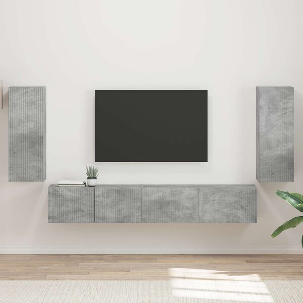 VidaXL TV szekrény garnitúra 4 pcs Beton Szürke Faanyag