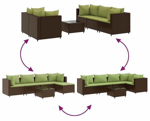 VidaXL 6 részes barna polyrattan kerti ülőgarnitúra párnákkal