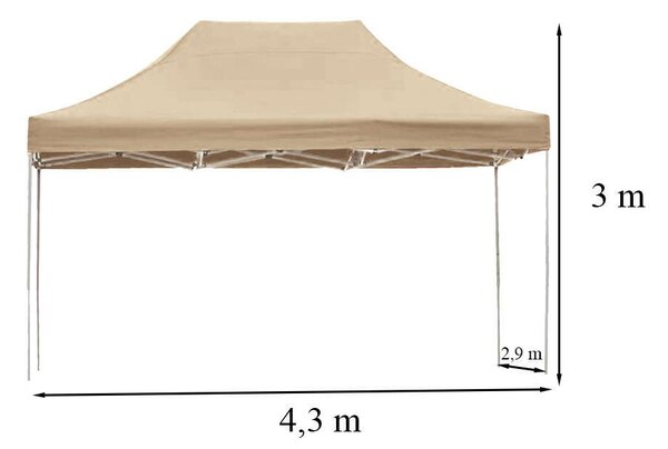Összecsukható kerti pavilon 3x4,5 m bézs