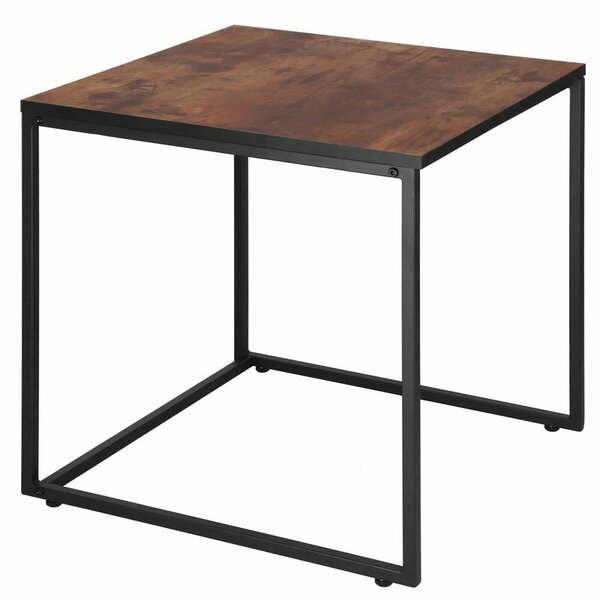 2 db Dohányzóasztal szett, acélváz, ipari design, 50x50x52 cm és 45x45x47 cm, barna