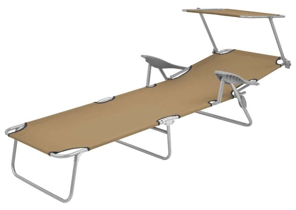 VidaXL Napozóágy - Összecsukható - Napellenzővel - 189cm