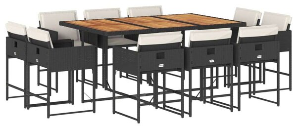 VidaXL Polyrattan Kerti Étkezőgarnitúra - 11 részes - Fekete