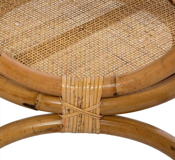 Atmosphera Farah dohányzóasztal, rattan és üveg, 60x50 cm, természetes barna