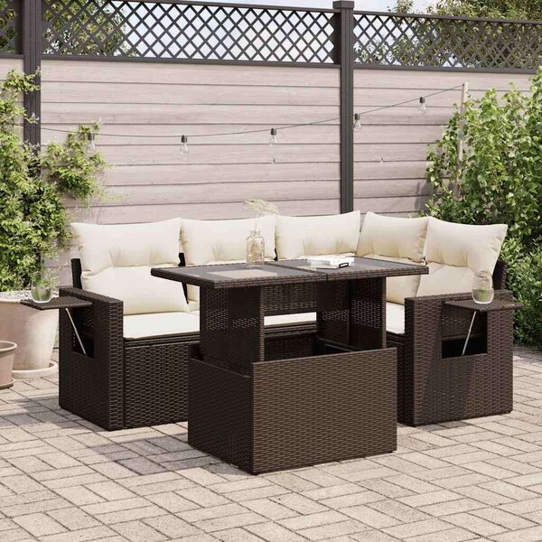VidaXL 5 részes barna polyrattan kerti ülőgarnitúra
