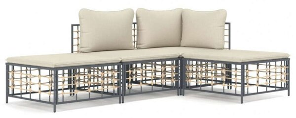 VidaXL Polyrattan Kerti Ülőgarnitúra - 4 részes
