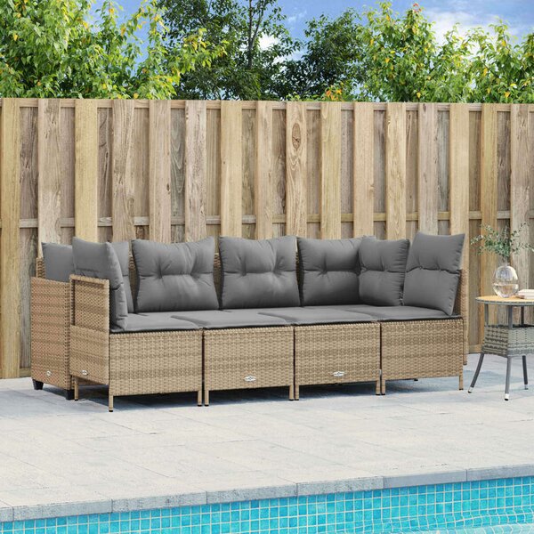 VidaXL Kerti Ülőgarnitúra - Polyrattan - Bézs - 5 részes