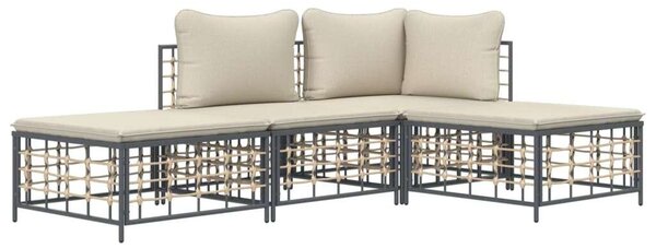 VidaXL Polyrattan Kerti Ülőgarnitúra - 4 részes