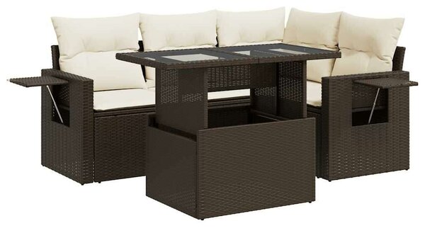 VidaXL 5 részes barna polyrattan kerti ülőgarnitúra