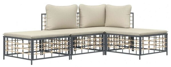 VidaXL Polyrattan Kerti Ülőgarnitúra - 4 részes