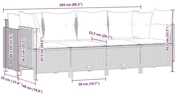 VidaXL Kerti Ülőgarnitúra - Polyrattan - Bézs - 5 részes