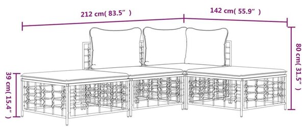 VidaXL Polyrattan Kerti Ülőgarnitúra - 4 részes