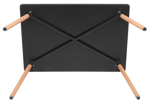 Konyhai étkezőasztal, téglalap alakú, 120x80x74 cm, MDF asztallap, fa lábak, fekete