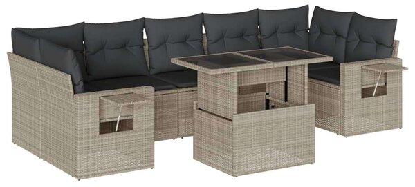 VidaXL Polyrattan Kerti Ülőgarnitúra - 8 részes - Világosszürke