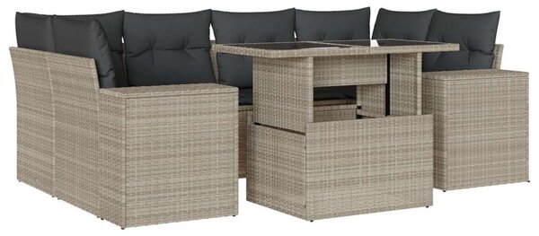 VidaXL Polyrattan Kerti Ülőgarnitúra - 7 részes, Világosszürke
