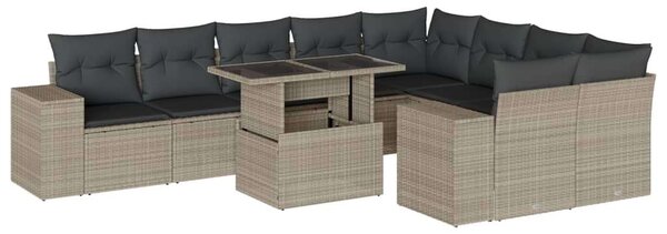 VidaXL Polyrattan Kerti Ülőgarnitúra - 10 részes, Világosszürke