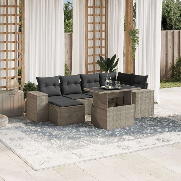 VidaXL Polyrattan Kerti Ülőgarnitúra - 7 részes
