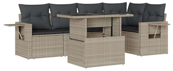 VidaXL Polyrattan Kerti Ülőgarnitúra - 6 részes, Világosszürke