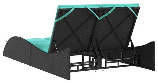 VidaXL polyrattan napozóágy párnákkal 114 x 205 x 73 cm, fekete