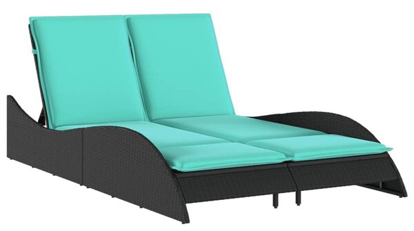 VidaXL polyrattan napozóágy párnákkal 114 x 205 x 73 cm, fekete