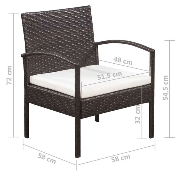 Polyrattan Kerti Bútorszett - 5 részes - Barna