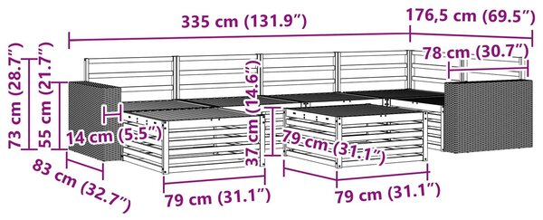 VidaXL Kültéri kanapé szett 7 pcs Természetes