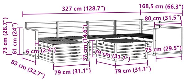 VidaXL Kültéri kanapé szett 7 pcs Természetes