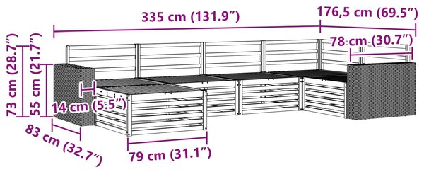 VidaXL Kültéri kanapé szett 6 pcs Természetes