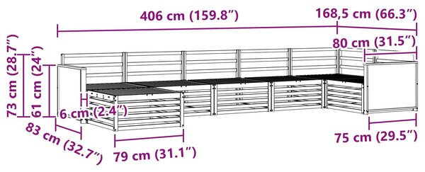 VidaXL Kültéri kanapé szett 7 pcs Természetes