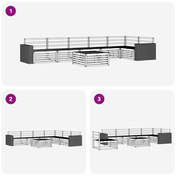 VidaXL Kültéri kanapé szett 7 pcs Természetes 79 x 79 x 37 cm