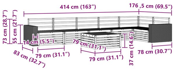 VidaXL Kültéri kanapé szett 7 pcs Természetes 79 x 79 x 37 cm