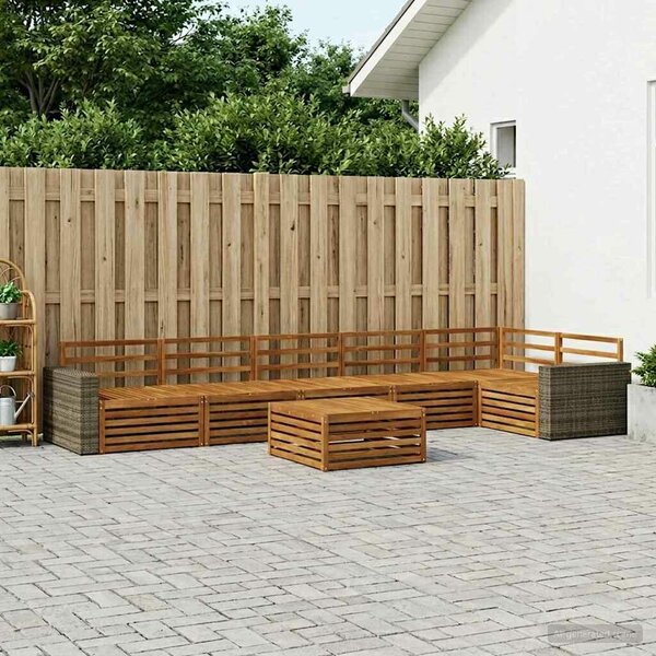 VidaXL Kültéri kanapé szett 7 pcs Természetes 79 x 79 x 37 cm