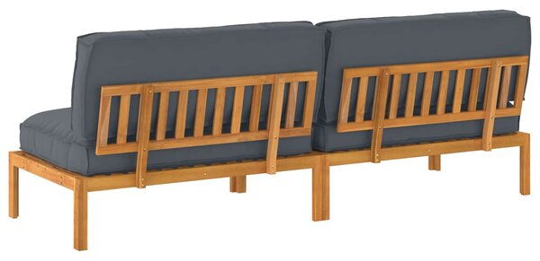 VidaXL Kanapé Szett párnával Antracit 240 x 80 x 69 cm Tömör Akácfa