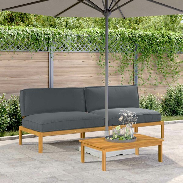 VidaXL Kanapé Szett párnával Antracit 240 x 80 x 69 cm Tömör Akácfa