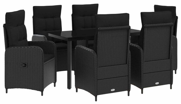 VidaXL Kanapé Asztal Készlet párnával párnával 7 pcs Fekete